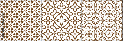 Set of seamless pattern with Geometric Shape, crosses, floral silhouettes, repeat tiles. on white background texture. Simple Geometric Seamless pattern.