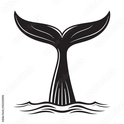 whale tale icon vector silhouette isolated in white background
