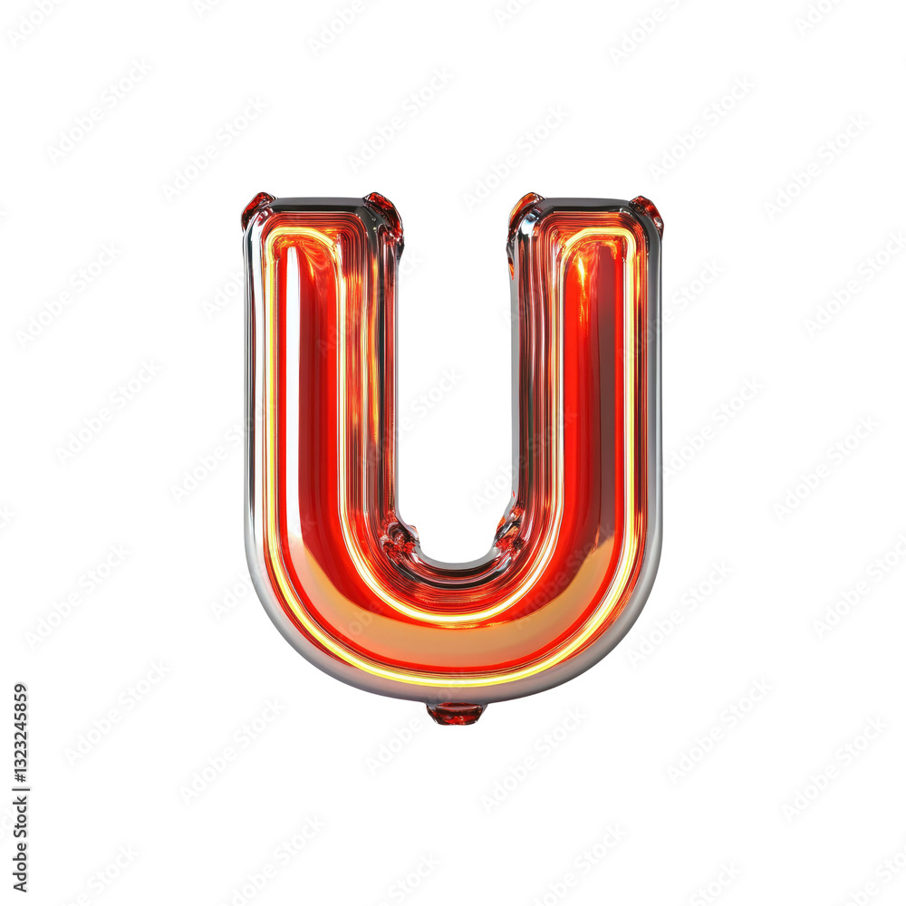 Glowing Red Balloon Letter U - 3D Render Glowing Red Balloon Letter U - 3D Render