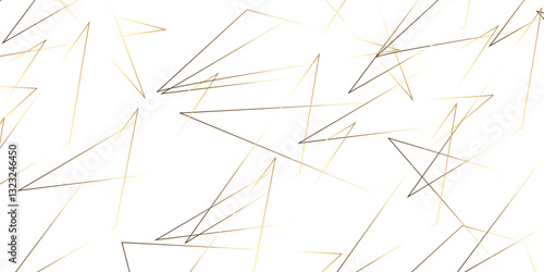 Abstract background with liens and triangles shape on white background. White and golden geometric overlapping rectangle pattern Geometric background soft shadows as patten ..White polygon textured .