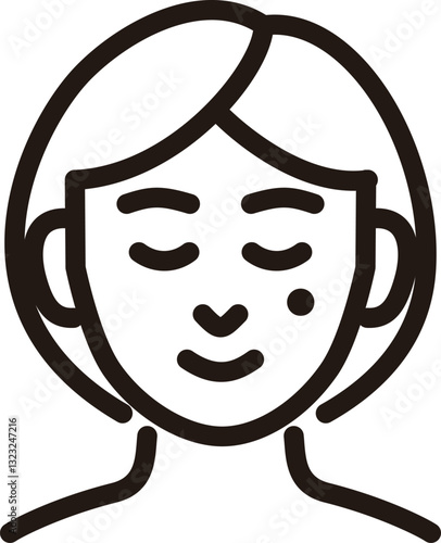美容医療　美容整形　人物　女性　ほくろ　ラインアイコン　線　ピクトグラム　デザイン　イラスト　素材