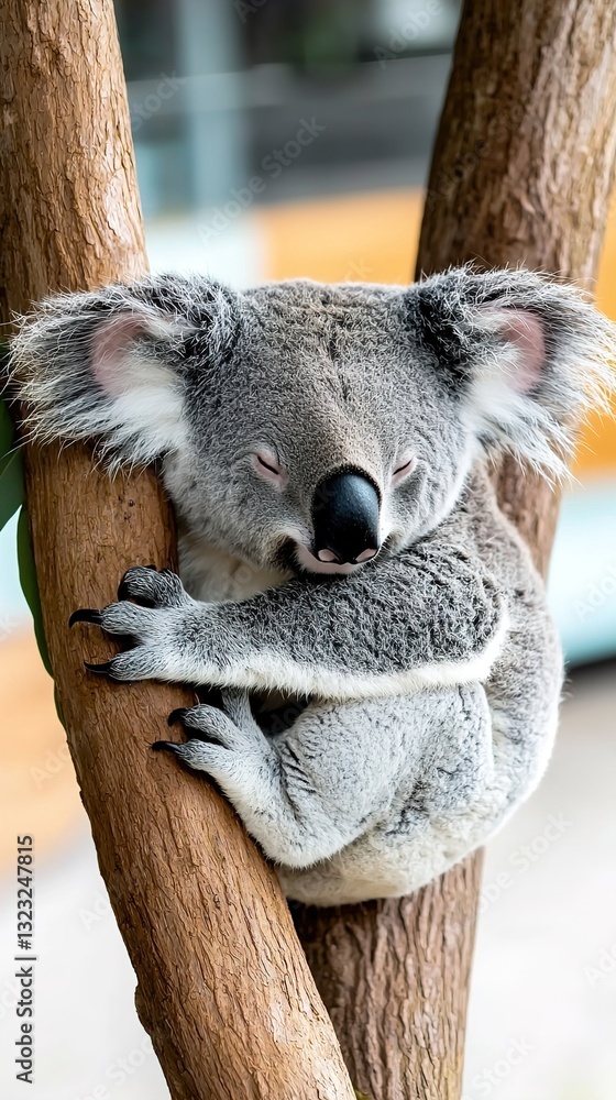 Obraz premium Koala bear lounging in a tree isolate on transparent
