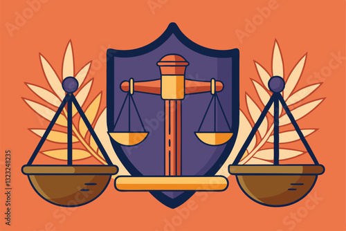 A colorful blend of justice symbols showcases a gavel and scales, highlighting the law's importance today, Symbol of law Judges gavel and scales