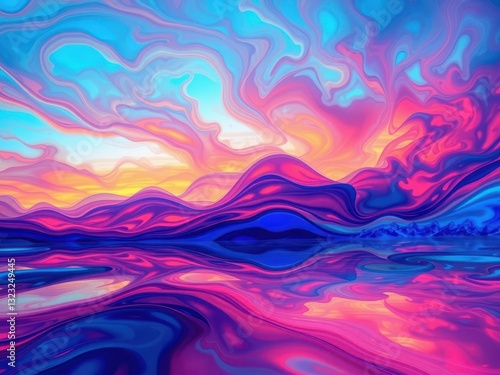 Abstract Colorful Landscape with Reflection