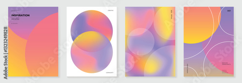 Abstract fluid gradient poster background vector. Minimalist card with colorful, geometric shapes, liquid color. Modern wallpaper design for social media, idol poster, banner, flyer.