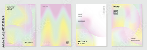 Abstract fluid gradient poster background vector. Minimalist card with colorful, geometric shapes, liquid color. Modern wallpaper design for social media, idol poster, banner, flyer.