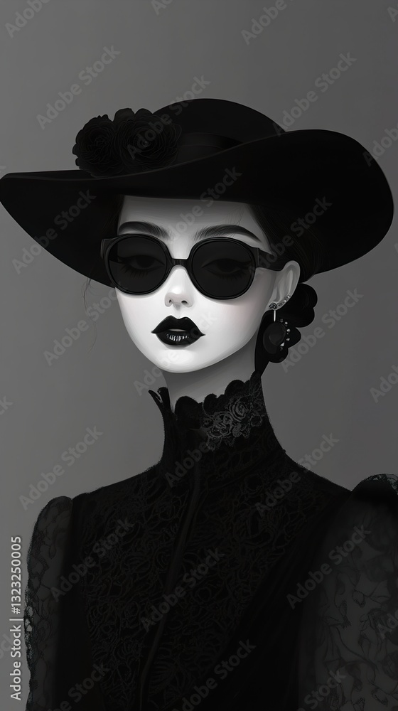Monochrome Elegance: A Portrait of a Woman in Black Monochrome Elegance: A Portrait of a Woman in Black