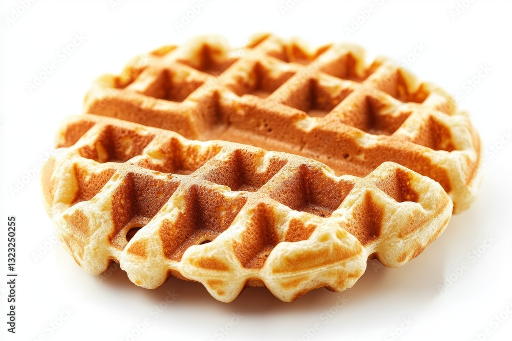 Whole Waffle in Close-Up, Isolated on White Background with Aspect Ratio 32:40