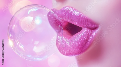 Beautiful Young woman with Gloss pink lips on studio background,closeup face lady in studio background,smooth and glow skin. Natural beauty, healthy and girl or female with makeup.