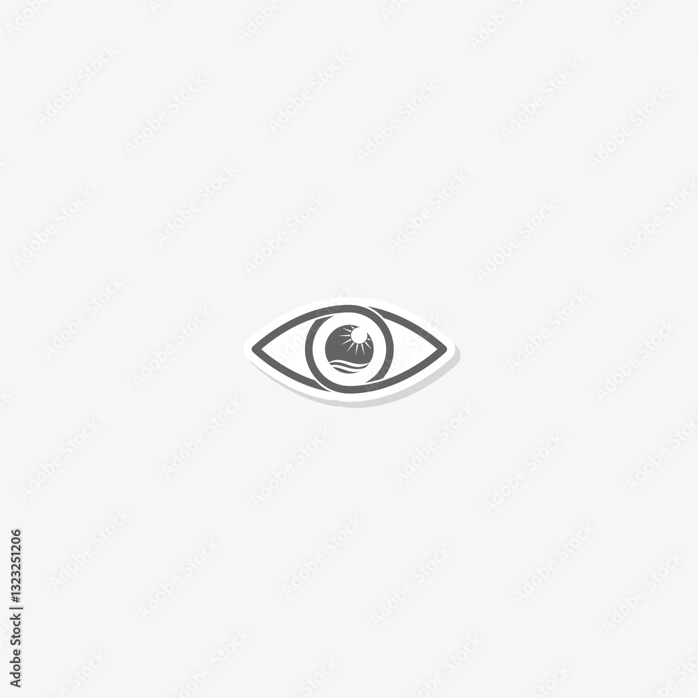 Eye sea logo sticker isolated on gray background Eye sea logo sticker isolated on gray background
