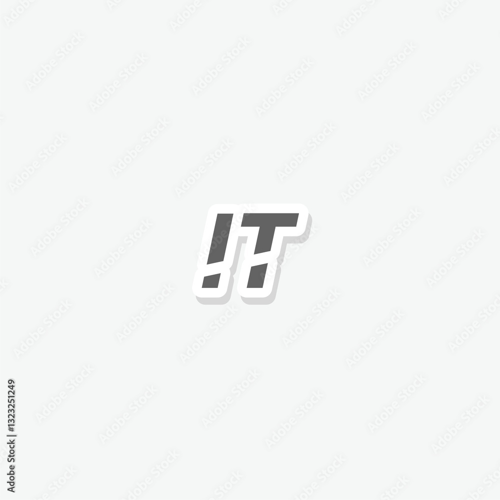 IT letter logo sticker isolated on gray background IT letter logo sticker isolated on gray background