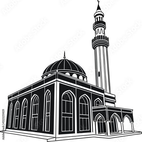 Black  Mosque Vector Illustration