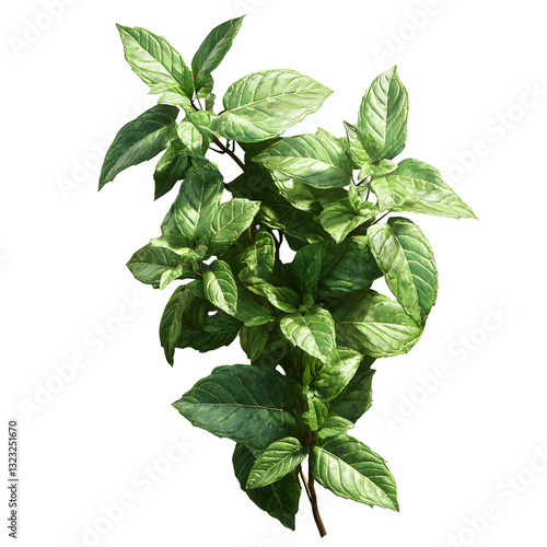 Green plant on transparent background with shadow , Botanical illustration