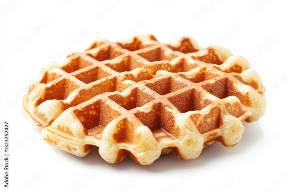 Crispy Golden Brown Waffle Isolated on a Clean White Background Close Up View Crispy Golden Brown Waffle Isolated on a Clean White Background Close Up View