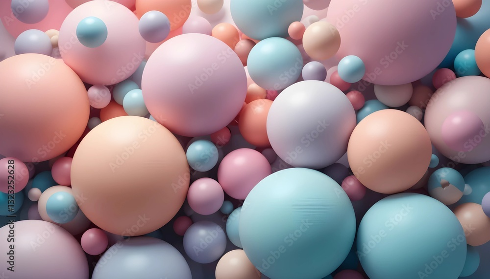 Abstract Pastel Spheres in Soft Minimalist 3D Composition Abstract Pastel Spheres in Soft Minimalist 3D Composition