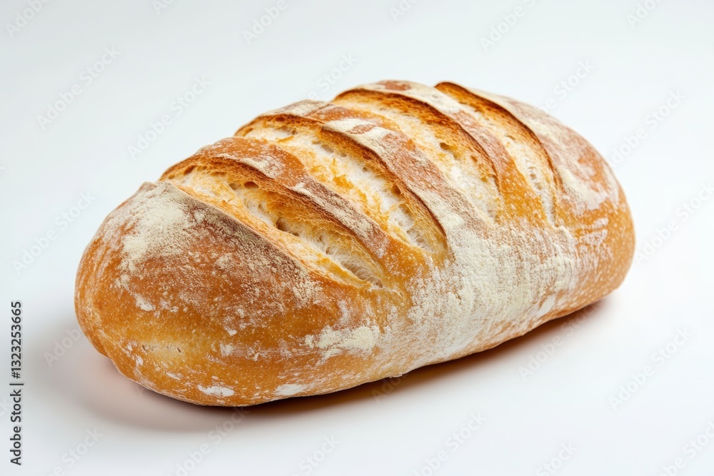 Freshly Baked Bread Presented in a Close Up Flat Lay on a Clean White Background Freshly Baked Bread Presented in a Close Up Flat Lay on a Clean White Background