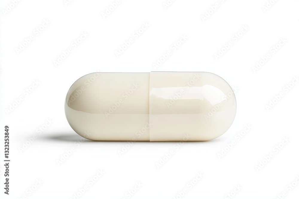 Isolated Close-Up View of White Supplement Pills in Bottle on White Background Isolated Close-Up View of White Supplement Pills in Bottle on White Background