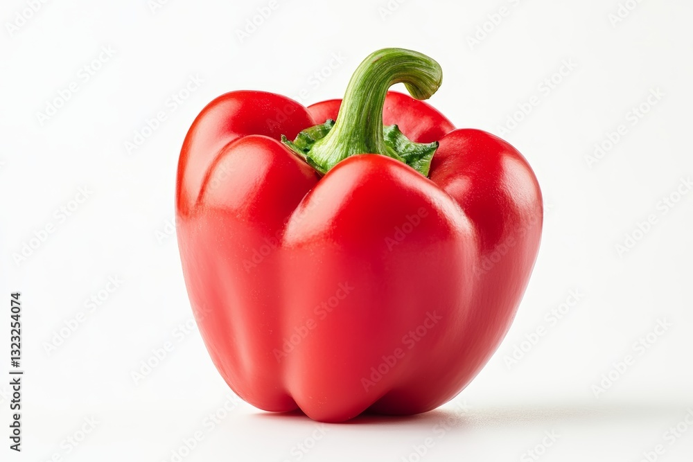 Single Red Paprika Close Up Isolated On White Background Single Red Paprika Close Up Isolated On White Background