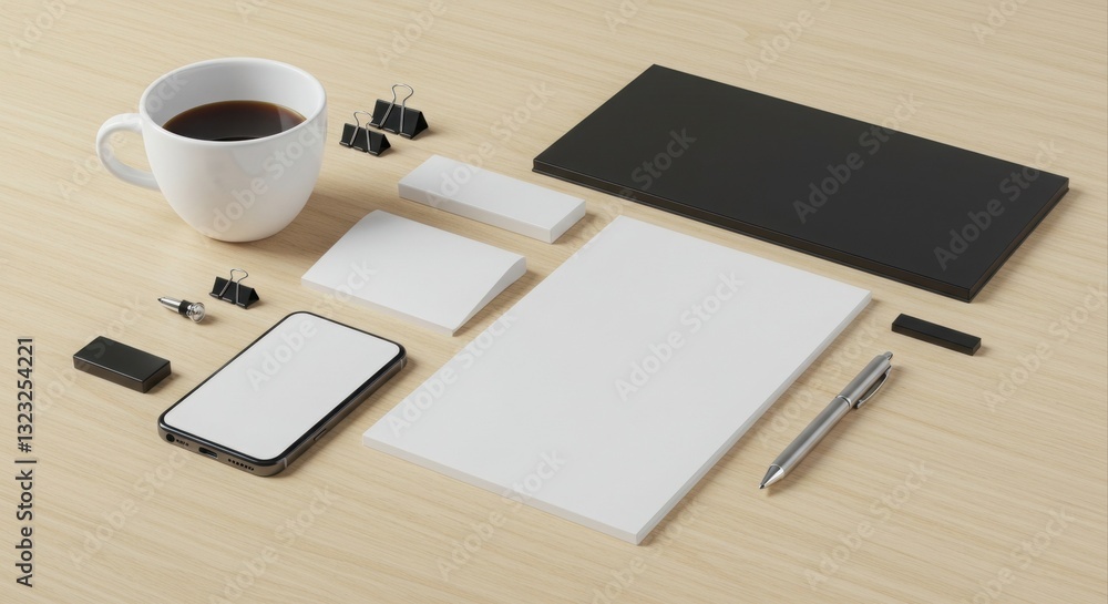 Modern branding mockup with blank stationery. Modern branding mockup with blank stationery.