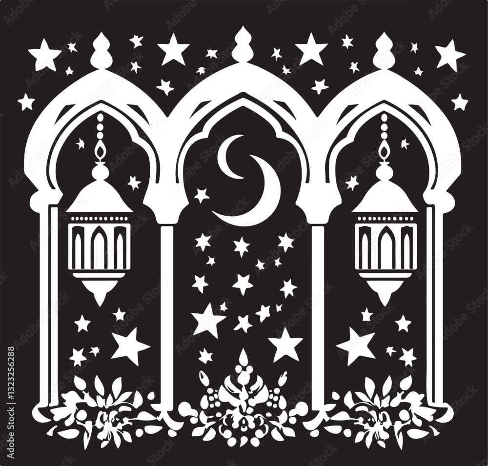 Obraz premium Islamic Calligraphy & Ornamental Arch