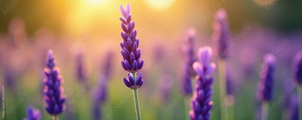 Obraz premium Close-up of purple lavender flower blooming in sunlight, lavender, bloom