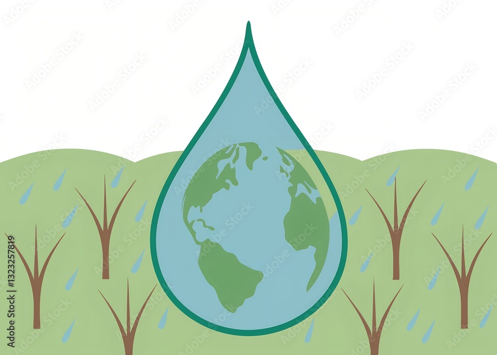 Obraz premium Water conservation, sanitation, and environmental protection for World Water Day minimalist vector art