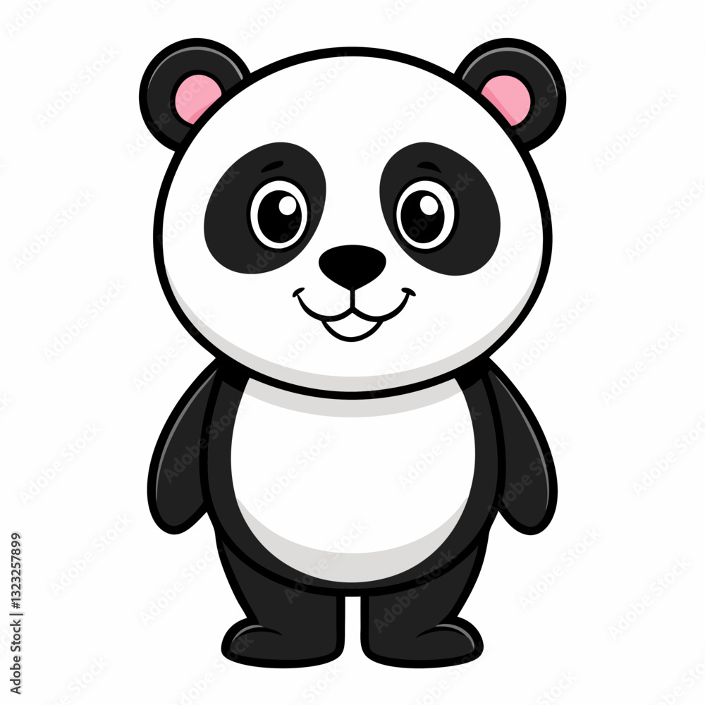 Naklejka premium Cute cartoon panda illustration perfect for children's media.