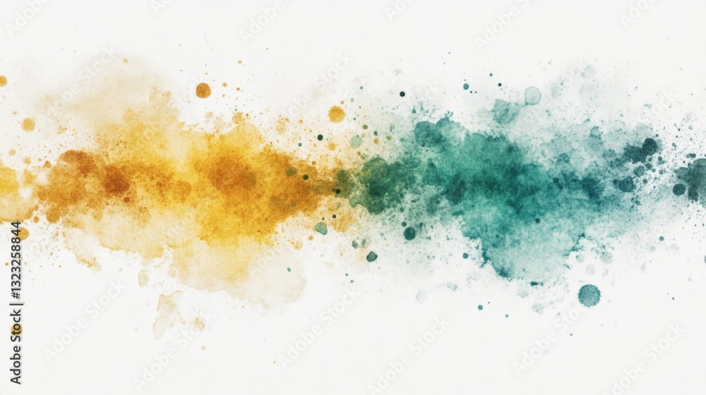 High Resolution Watercolor Background with Yellow and Green Colors and Small Round Shapes on White High Resolution Watercolor Background with Yellow and Green Colors and Small Round Shapes on White
