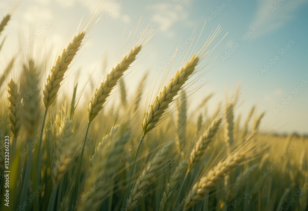 Golden Wheat Field Embracing Sunlight Under a Serene Blue Sky Landscape Golden Wheat Field Embracing Sunlight Under a Serene Blue Sky Landscape