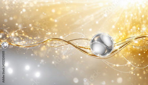 Abstract technology power and energy flow concept background, minimalist design with glow light and bokeh, generative AI.