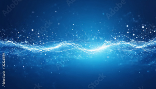 Abstract technology power and energy flow concept background, minimalist design with glow light and bokeh, generative AI.