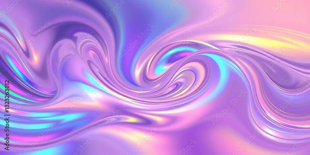 Fototapeta premium Abstract swirling iridescent textures simulating a quantum wave function, rainbow hues, aesthetic, surreal