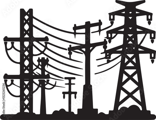 electricity post icon silhouette design vector art illustration.