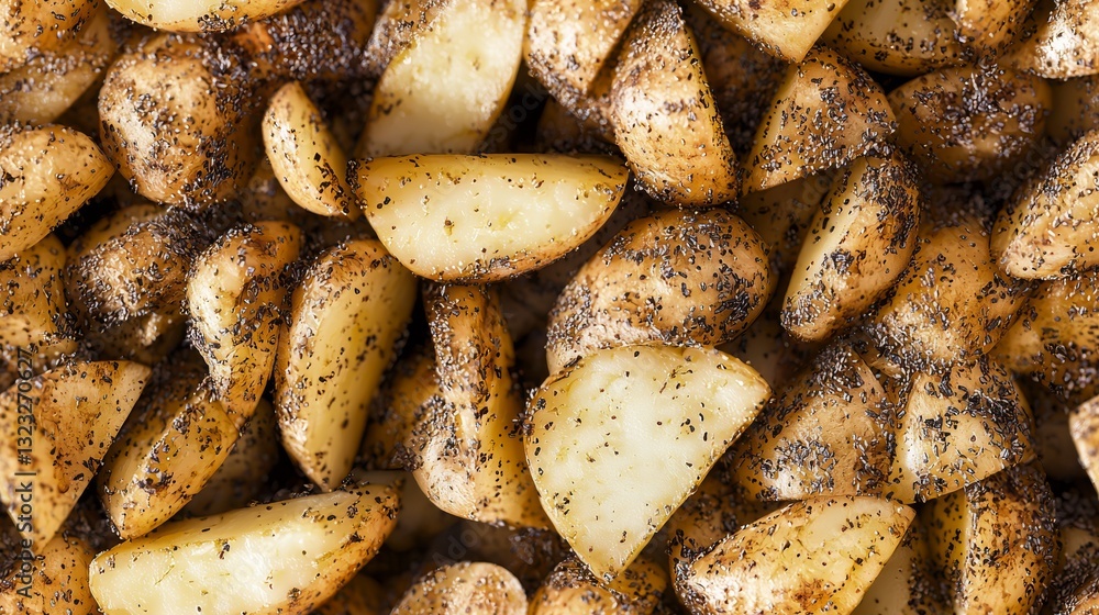close up of roasted potatoes close up of roasted potatoes