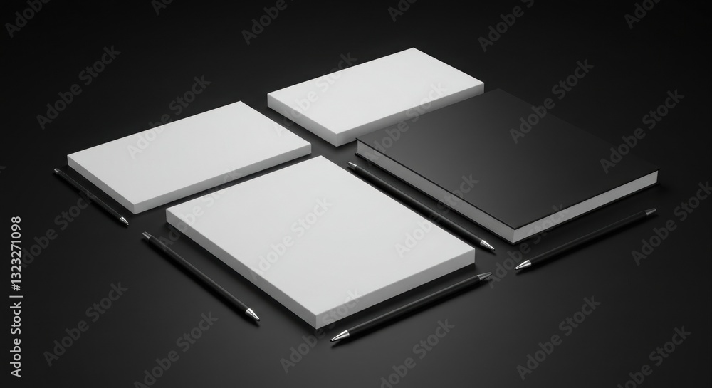 Blank stationery mockups with pens. Blank stationery mockups with pens.