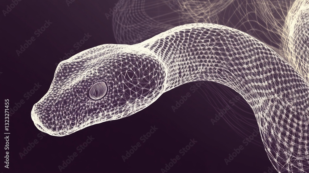 Naklejka premium Abstract Wireframe Snake Design.