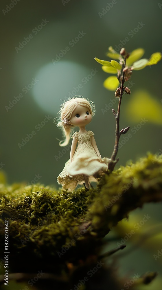 Whimsical Fairy Doll in a Magical Forest Whimsical Fairy Doll in a Magical Forest