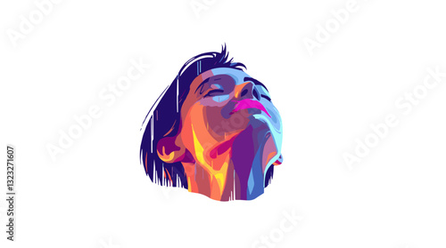 Colorful vector illustration of a thoughtful individual symbolizing psychology and self-reflection