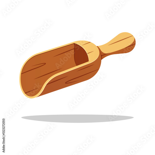 Empty wooden scoop vector isolated on white background.
