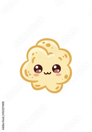 Cute kawaii popcorn character with happy face