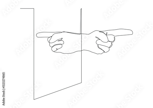 Continuous one line art of man points his finger at his reflection in the mirror, concept self-confidence; self-accusation; self-flagellation.