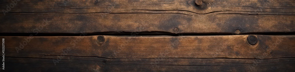 Obraz premium Deep brown barn wood, heavy grain, shadowed crevices, weathered, barn