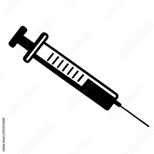 Medical syringe with needle for injection and vaccination