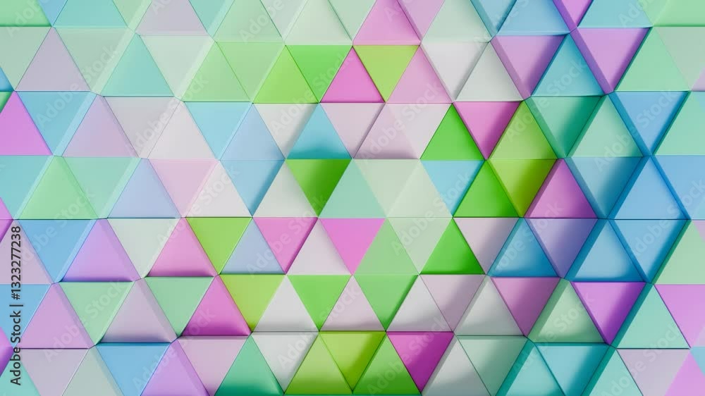 abstract 3d geometric triangle pattern background video, happy fresh spring colors, 4k seamless loop, wave motion abstract 3d geometric triangle pattern background video, happy fresh spring colors, 4k seamless loop, wave motion