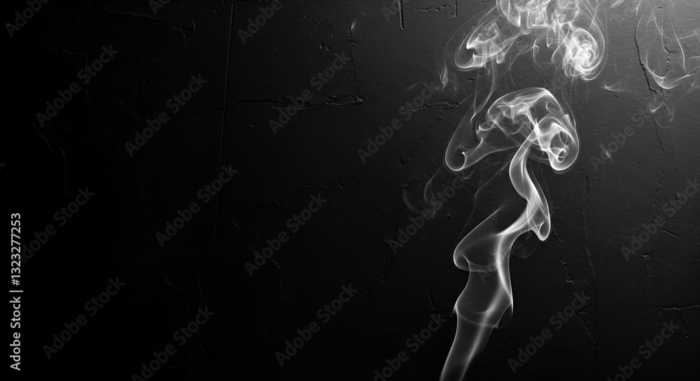 Fototapeta premium Dramatic smoke swirls and patterns on a dark textured wall, creating an abstract and atmospheric background for design projects,heat, pollution, danger, landscape