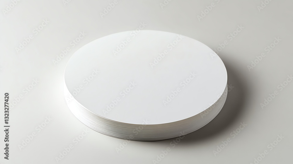 Stack of Round White Paper Discs on Clean Surface Close Up Stack of Round White Paper Discs on Clean Surface Close Up