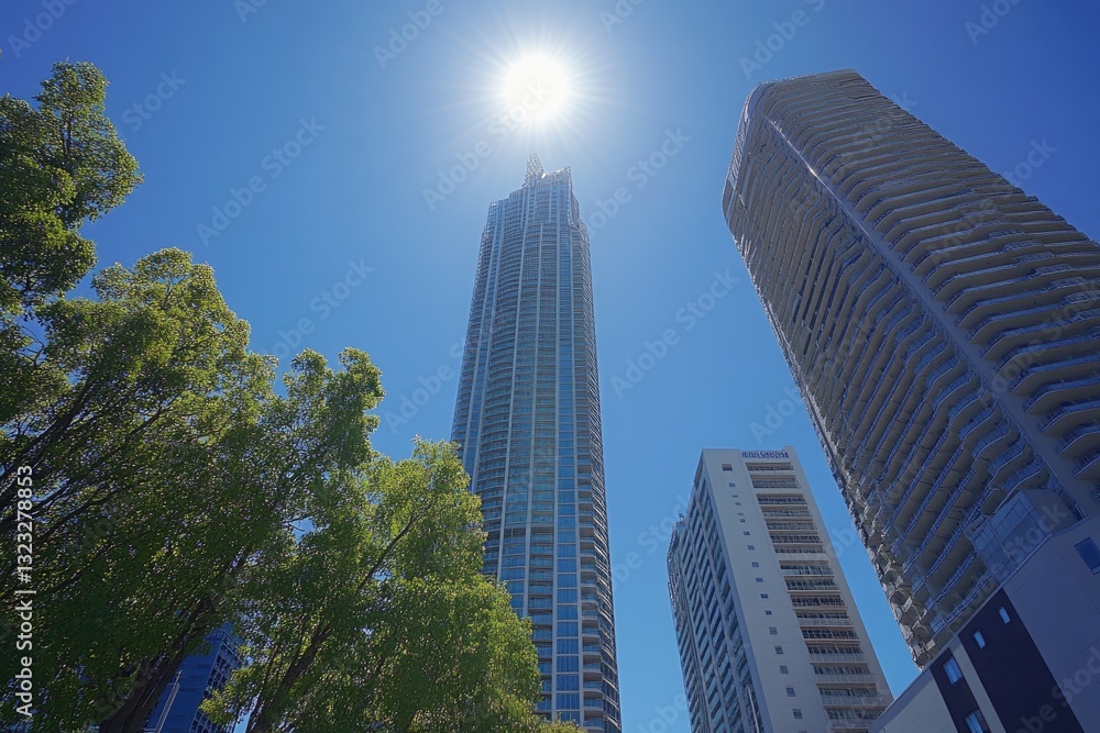 Urban Skyline, Sunny Day, City Trees, Architecture Urban Skyline, Sunny Day, City Trees, Architecture