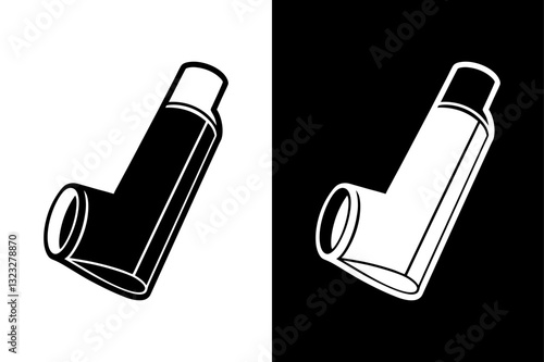 Inhaler Silhouette Vector Icon Black and White Background.