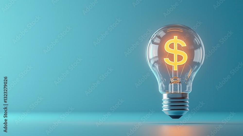 A futuristic glowing lightbulb with a dollar symbol inside symbolizing financial innovation growth and the potential for success and wealth A futuristic glowing lightbulb with a dollar symbol inside symbolizing financial innovation growth and the potential for success and wealth