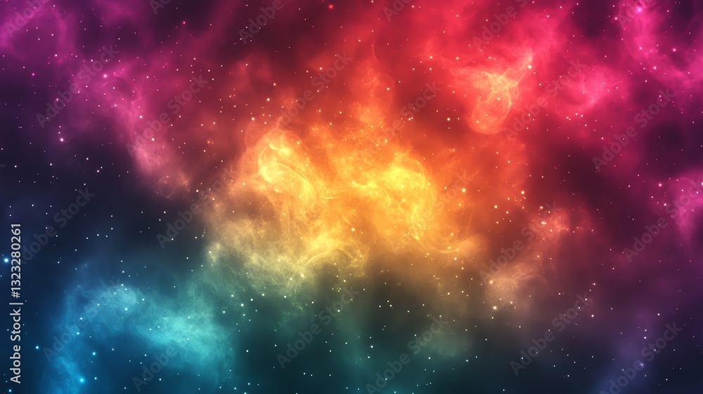 Abstract Colorful Nebula Background with Shining Stars in Deep Space Abstract Colorful Nebula Background with Shining Stars in Deep Space
